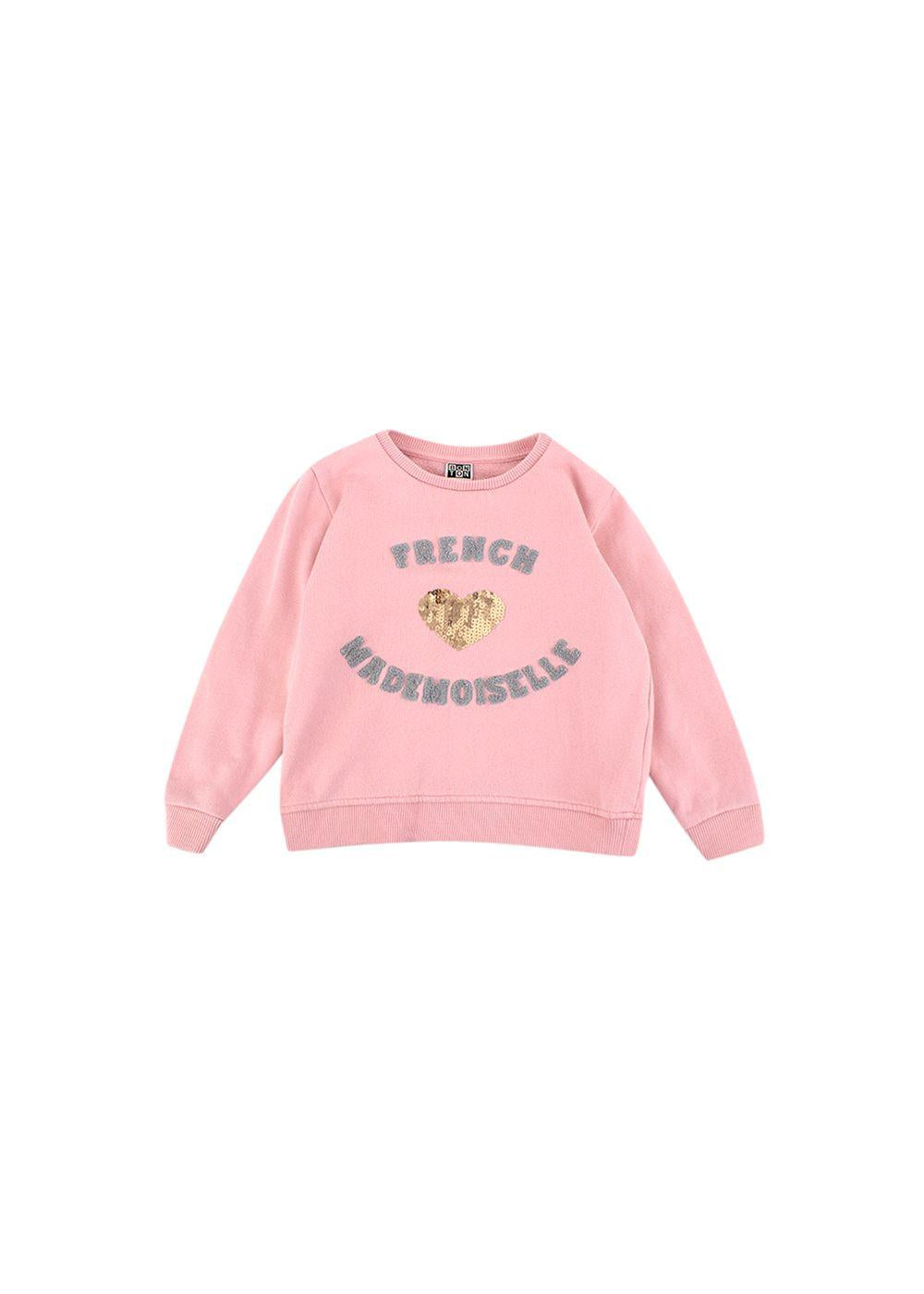 Pink Cotton Embellished Sweatshirt