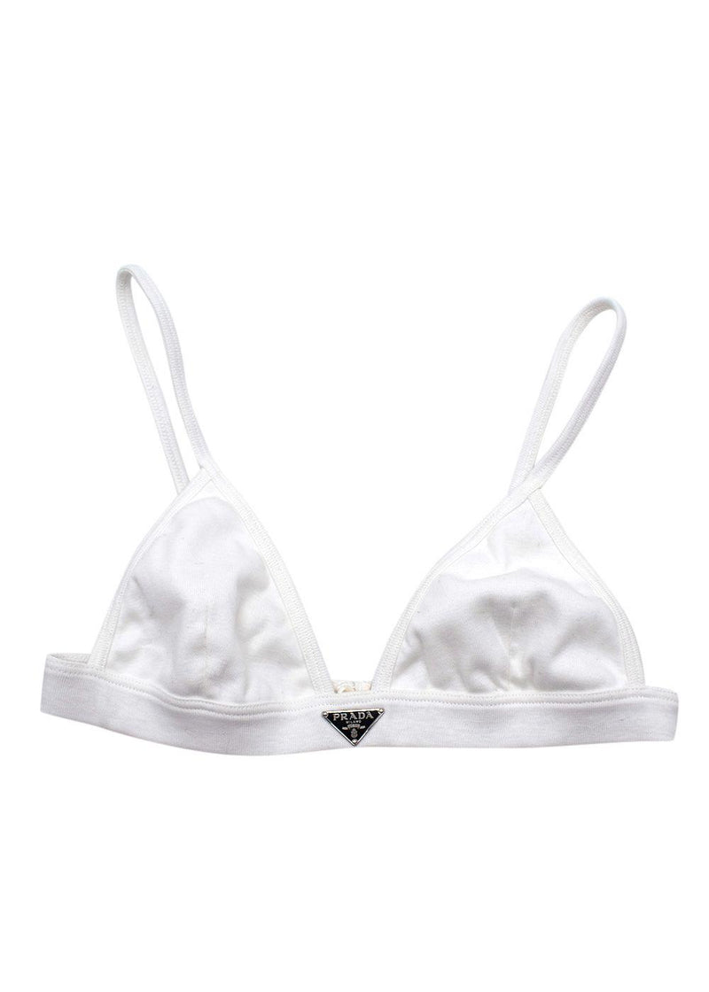 Prada White Cotton Bralette