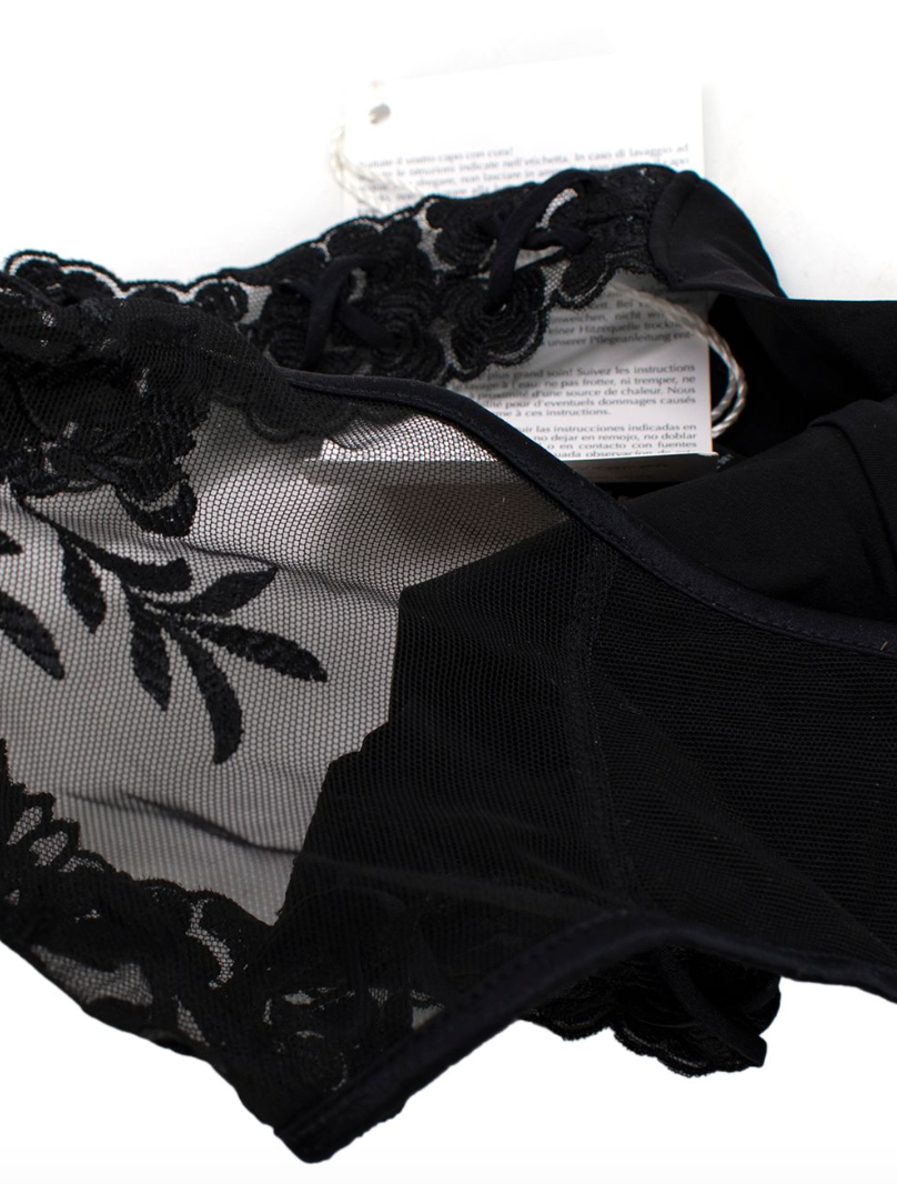 La Perla Zephyr Brazilian Brief in black Lycra with embroidered tulle