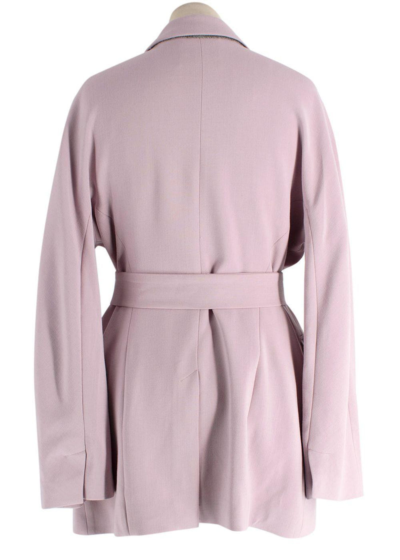 Joseph Pink  Belted Wool-Blend Blazer