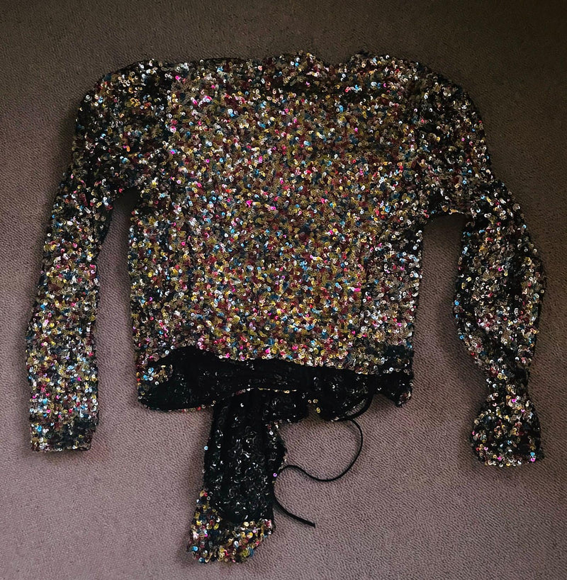 The Attico Multicoloured Sequin Wrap Top