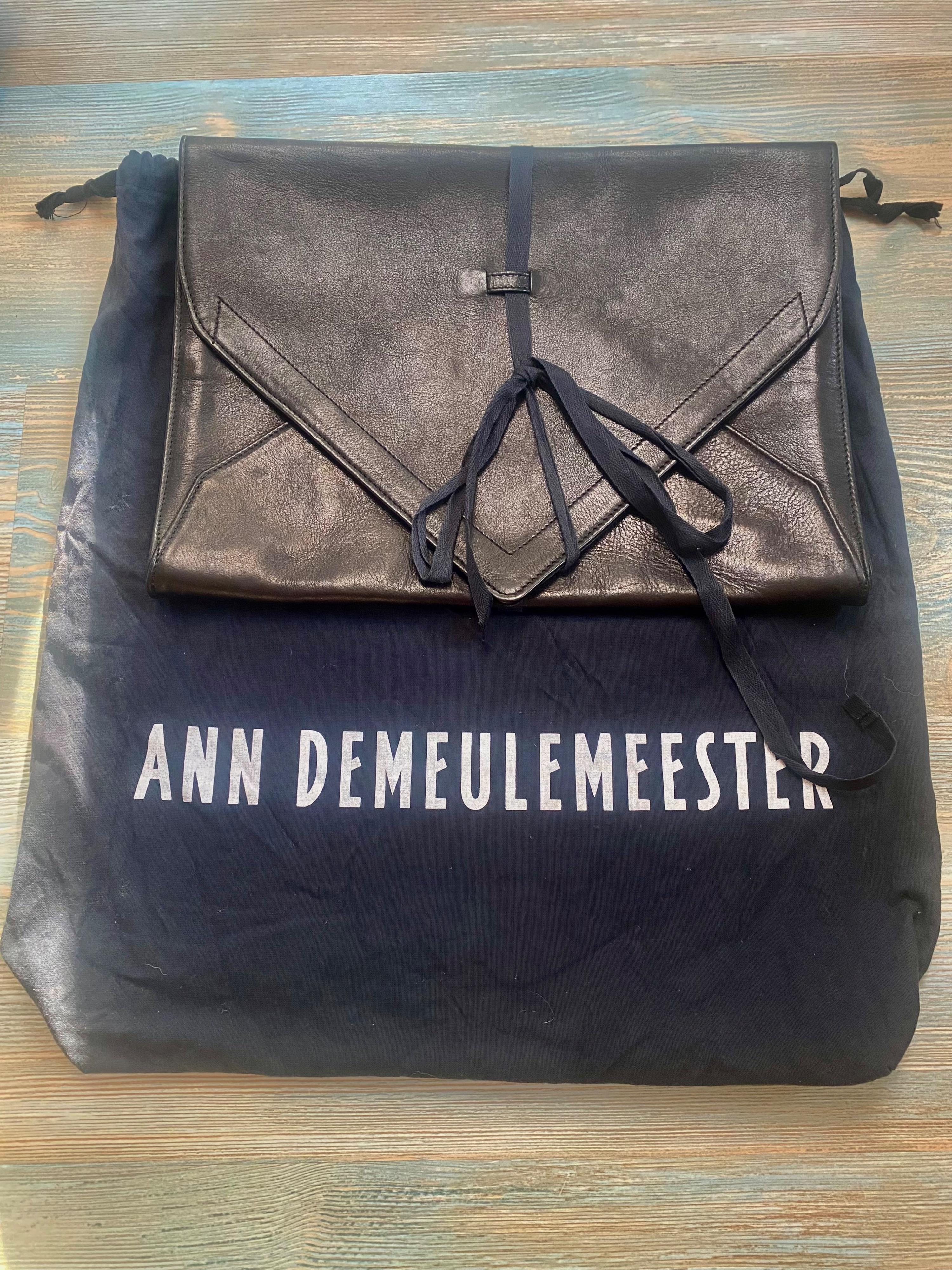 Ann Demeulemeester Black Leather Envelope Clutch Bag