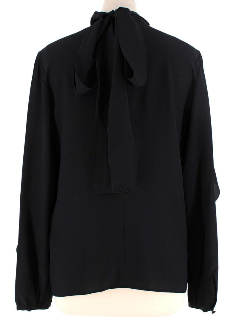 Red Valentino Black Silk Crepe Ruffled Blouse