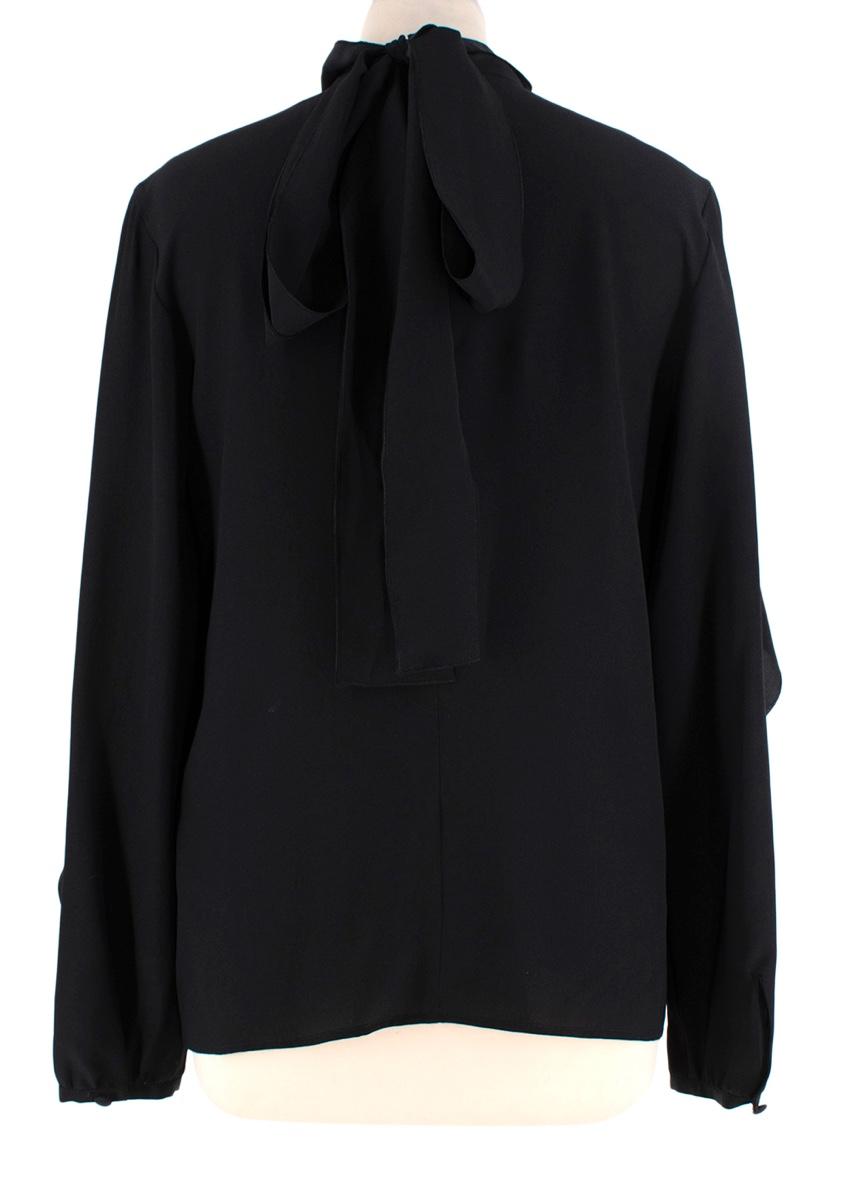Red Valentino Black Silk Crepe Ruffled Blouse