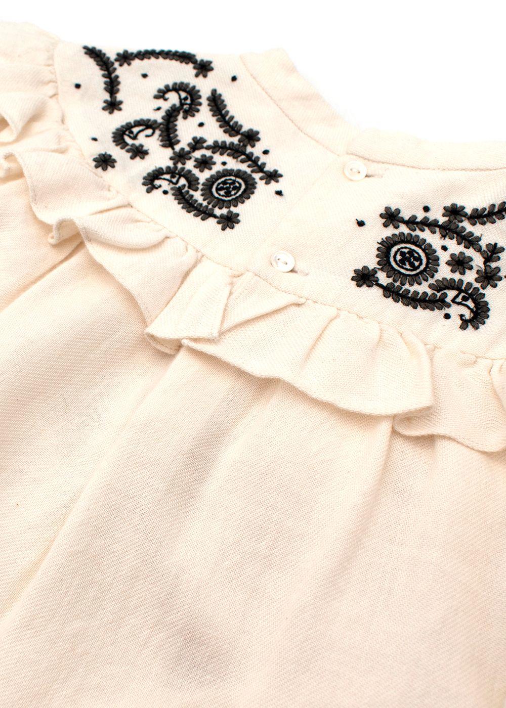 Bonpoint Kids 10Y Cream Embroidered Blouse