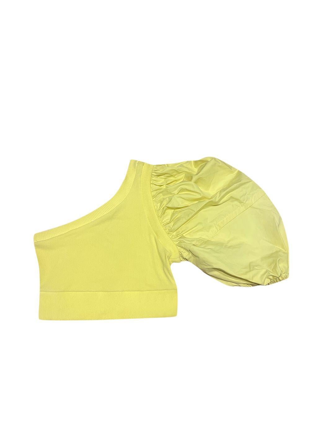 Alexander McQueen Yellow Cropped One Shoulder Top