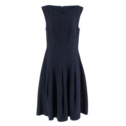 Talbot Runhoff Navy Jacquard Sleeveless A-line dress