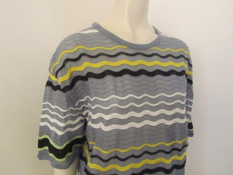 M Missoni Textured Crochet Knit Wave Stripe Top