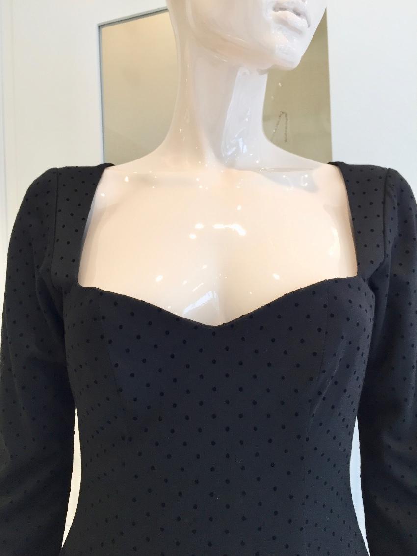 French Couture Jersey & Velvet Dot Sweetheart Dress