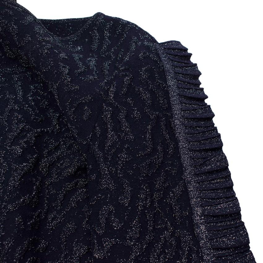 Antonino Valenti Navy with Metallic Thread Ruffled Dress