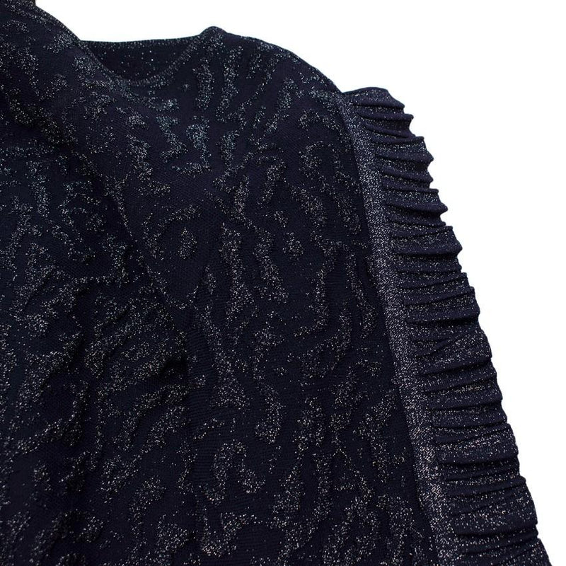 Antonino Valenti Navy with Metallic Thread Ruffled Dress