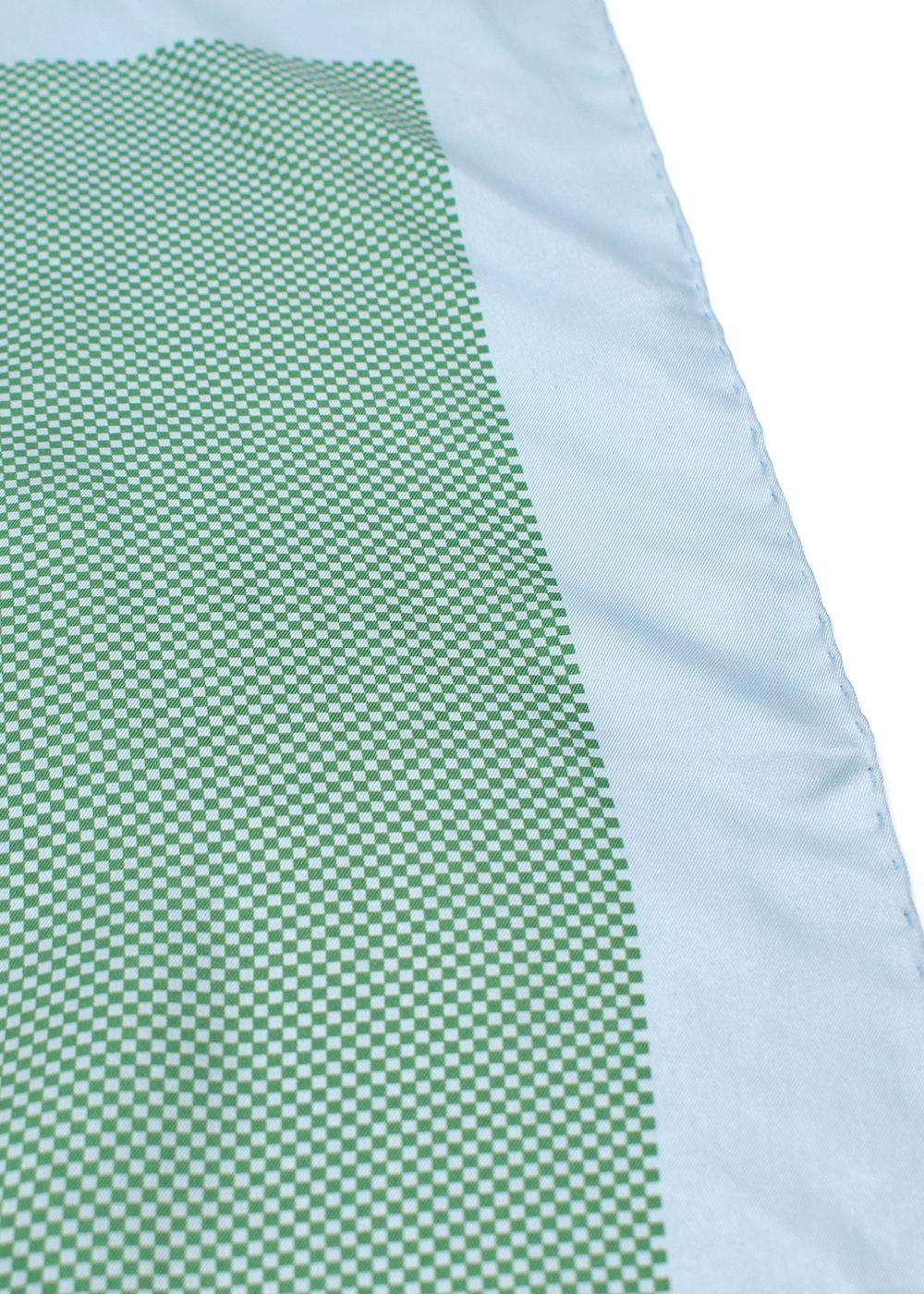 Turnbull Asser Blue and Green Silk Pocket Square