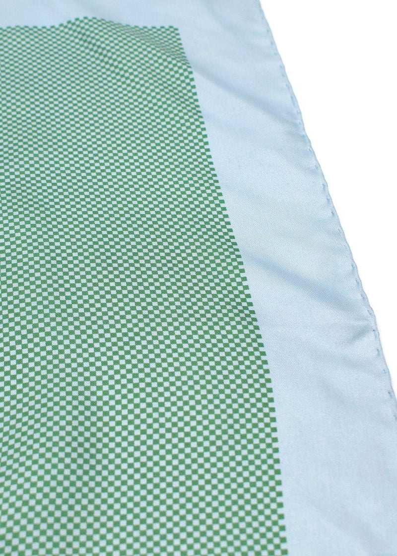 Turnbull Asser Blue and Green Silk Pocket Square