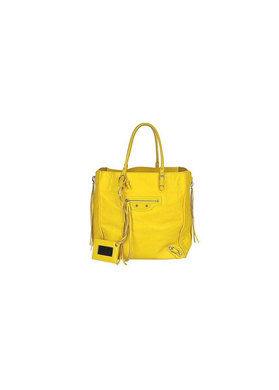 Yellow leather Papier tote bag