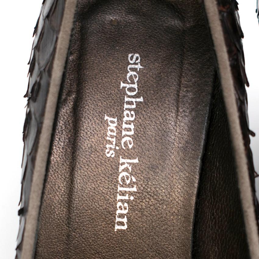 Stephane Kelian Paris Brown Snakeskin Wedges