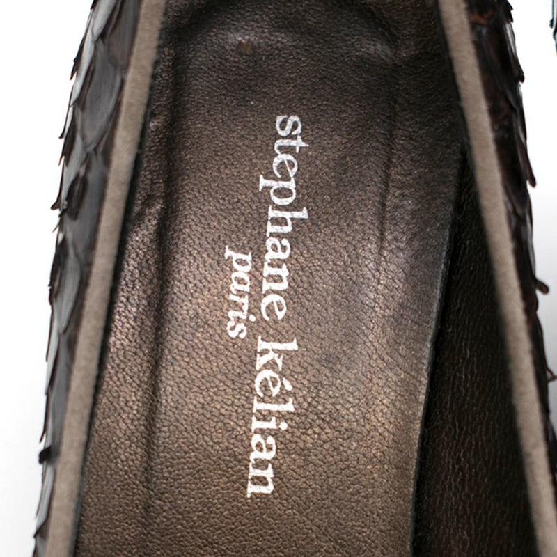 Stephane Kelian Paris Brown Snakeskin Wedges