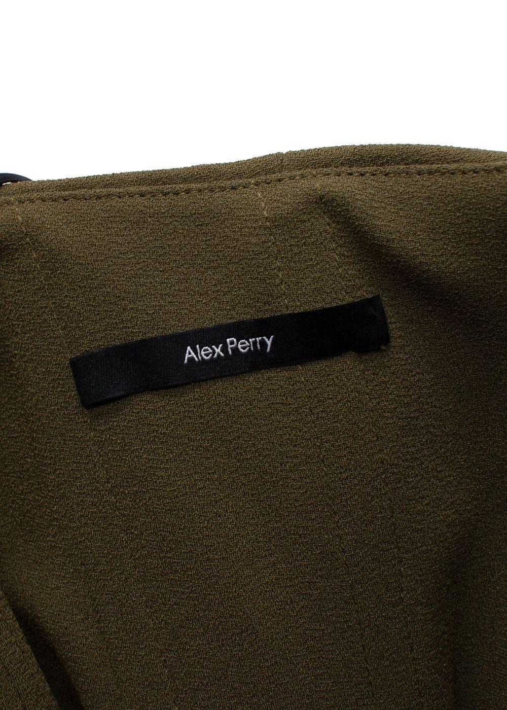 Alex Perry Olive Green Strapless Stretch Cup Dress