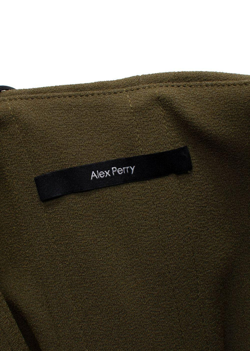 Alex Perry Olive Green Strapless Stretch Cup Dress