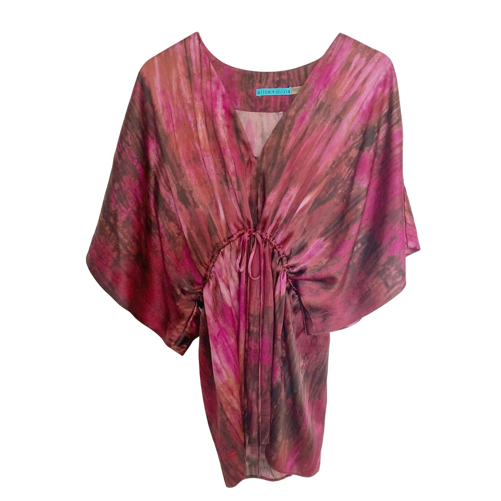 Alice + Olivia Burgundy Silk Top