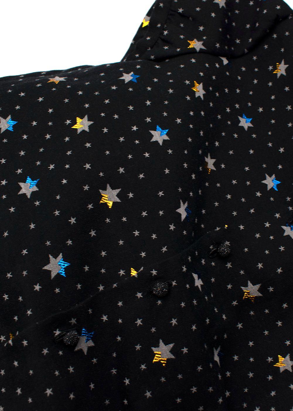 Black Metallic Detail Star Print Embellished Dress