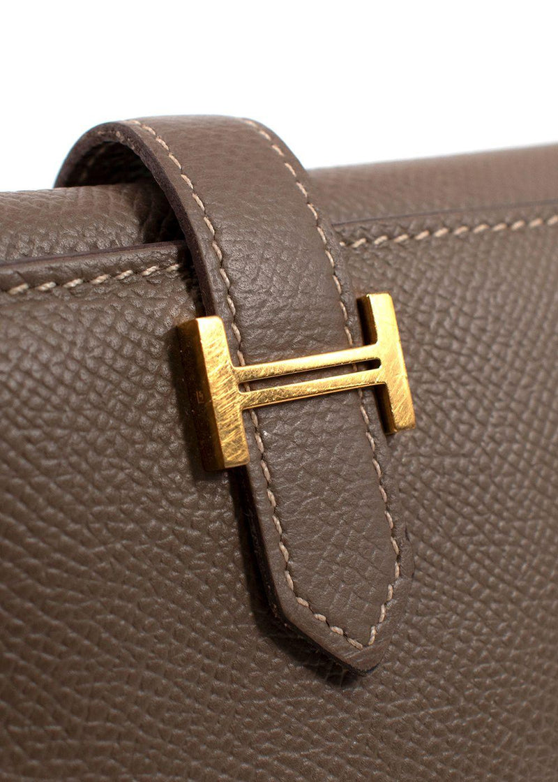 Hermes Etoupe Bearn Wallet With Gold Hardware