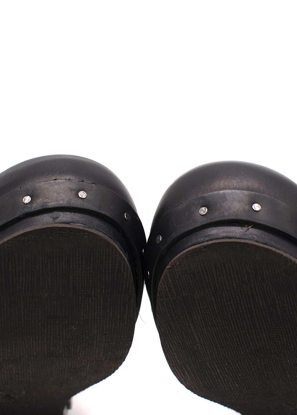 Brunello Cucinelli Black Bead-Embellished Leather Clogs