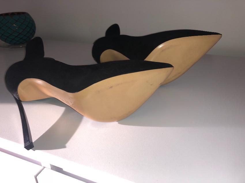 Casadei Blade Collar Suede Pump In Black