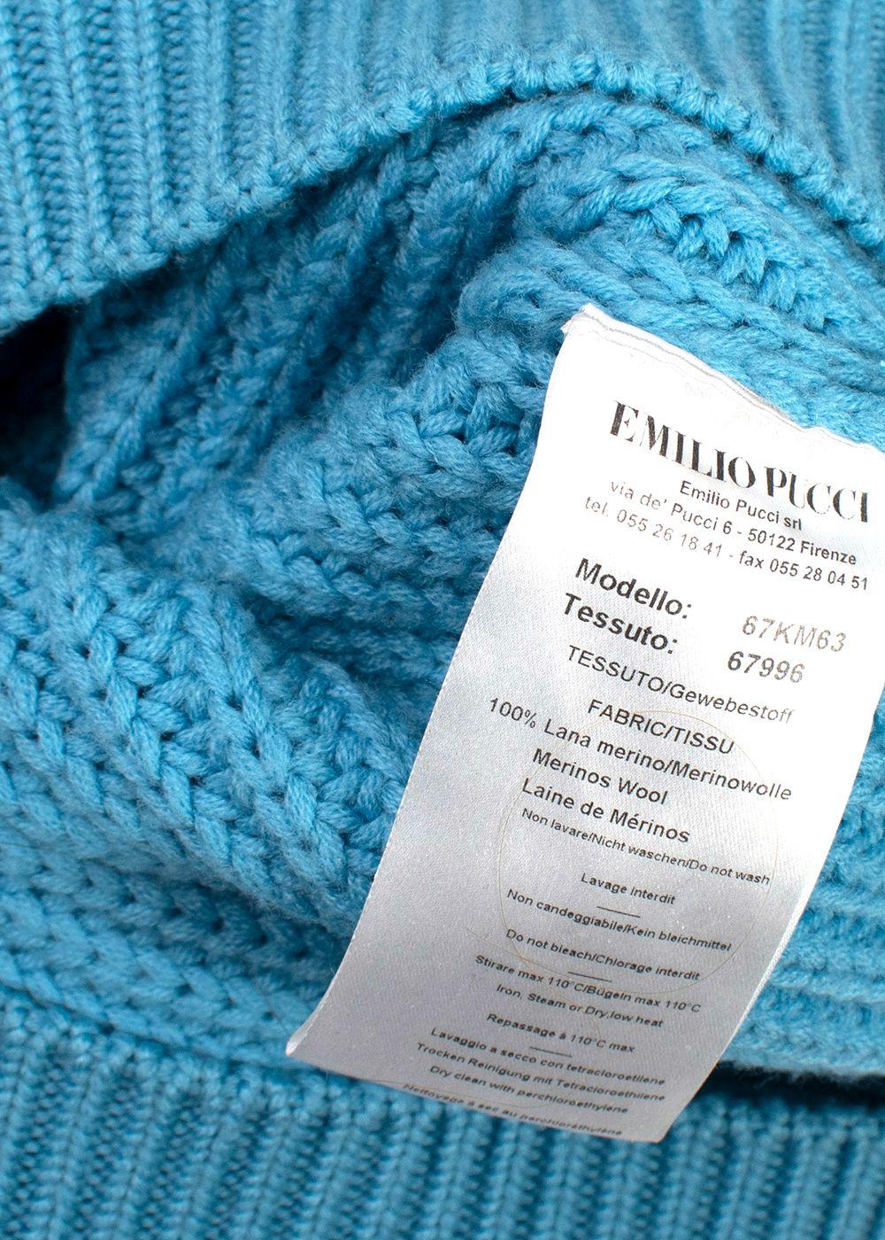 Emilio Pucci Blue Logo Merino Wool Jumper