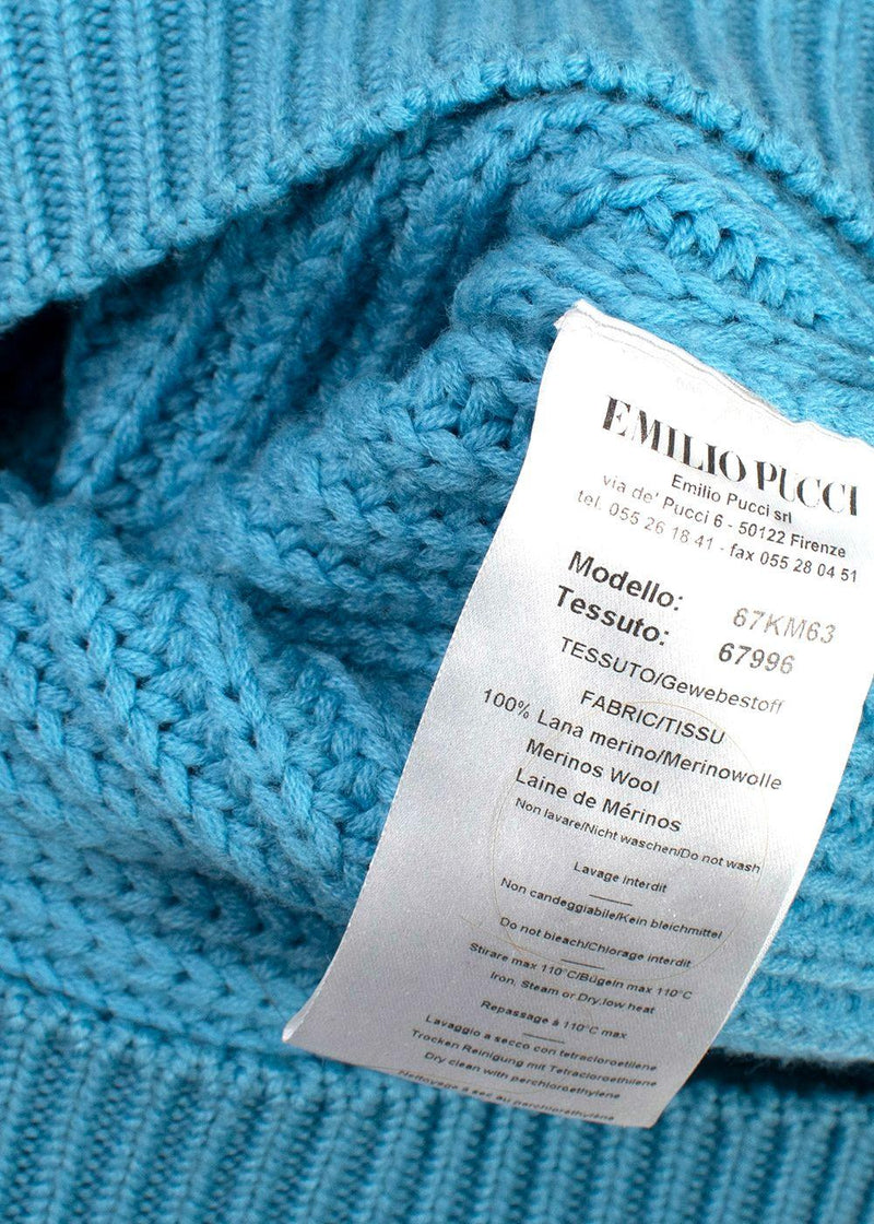 Emilio Pucci Blue Logo Merino Wool Jumper