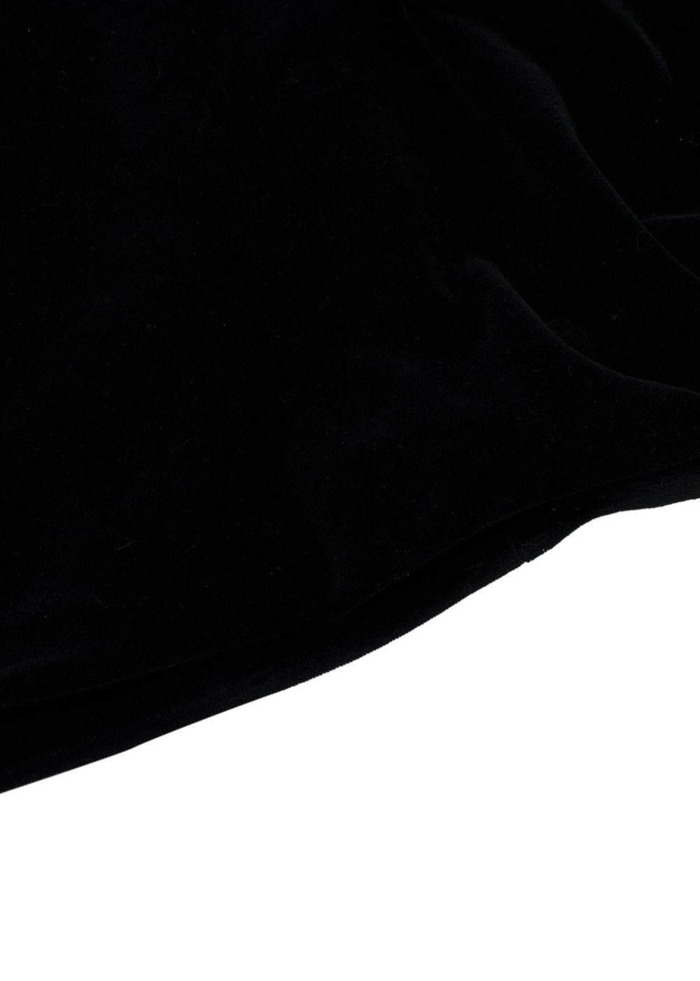 Balmain Black Velvet Cut-Out Structured Mini Dress with Pearl Embellishment