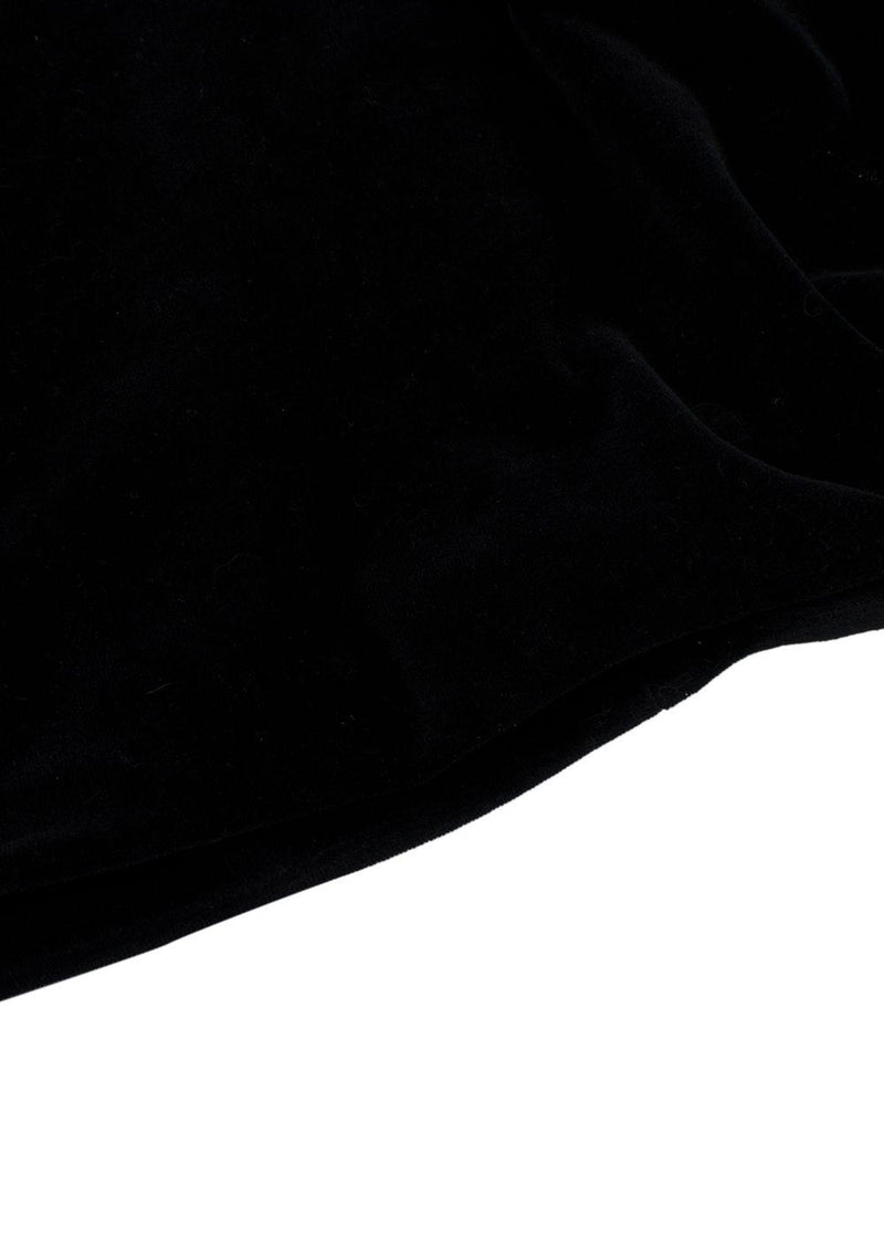 Balmain Black Velvet Cut-Out Structured Mini Dress with Pearl Embellishment