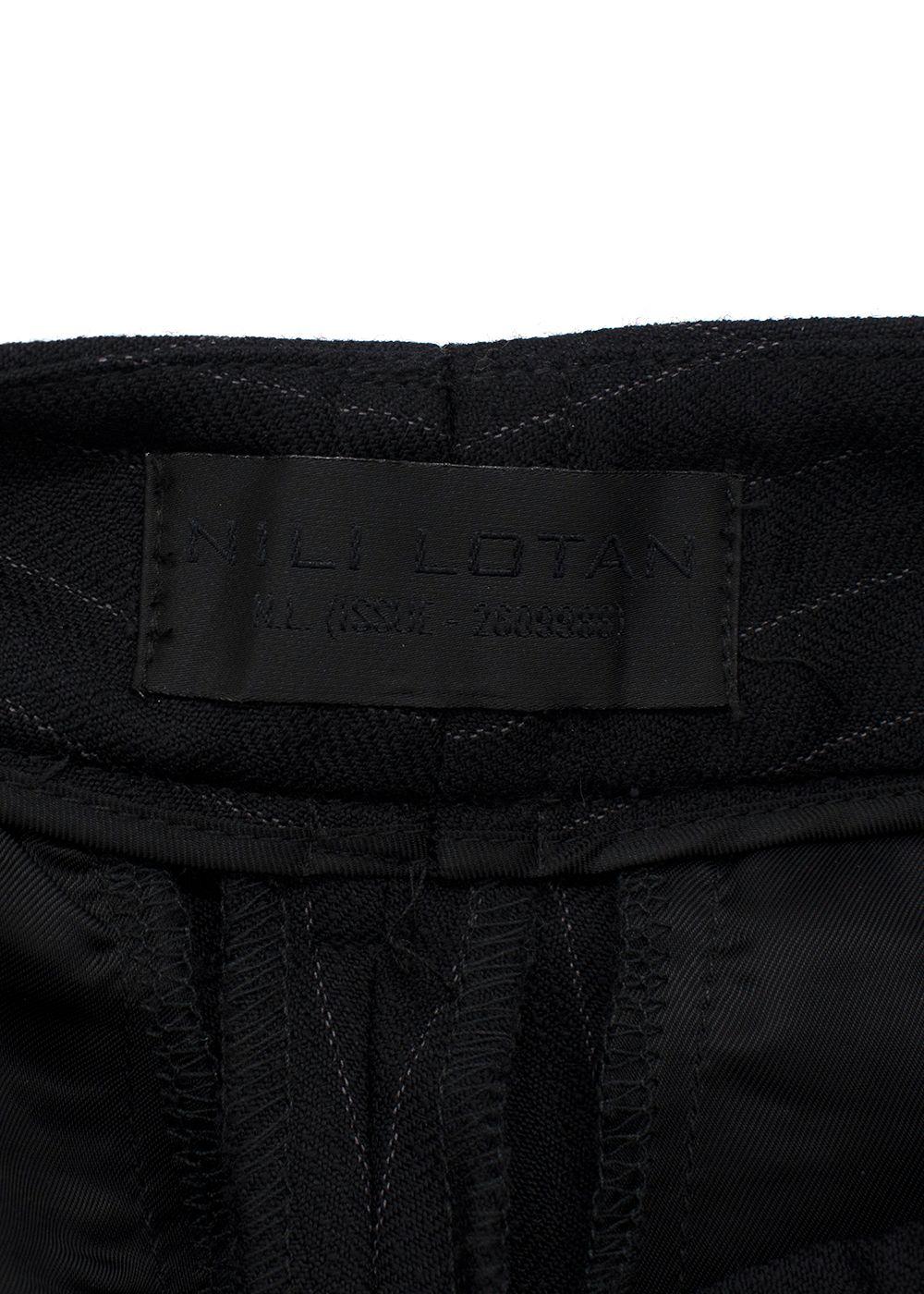 Nili Lotan Black Pinstripe Wide Leg Trousers