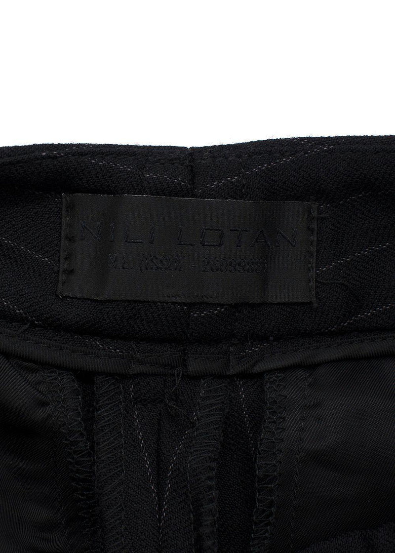 Nili Lotan Black Pinstripe Wide Leg Trousers