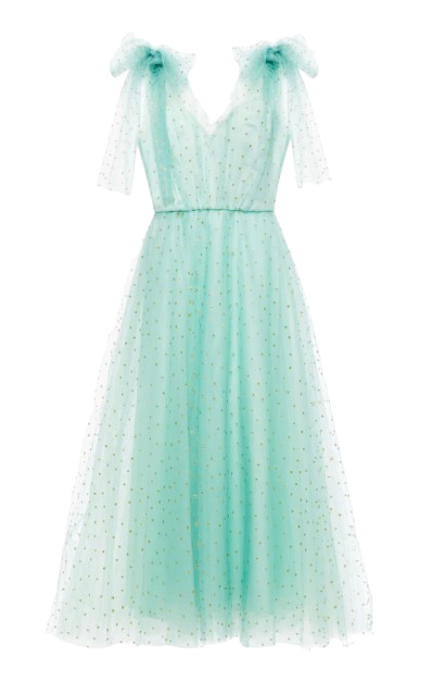Monique L'Huillier Embellished Green Tulle Dress
