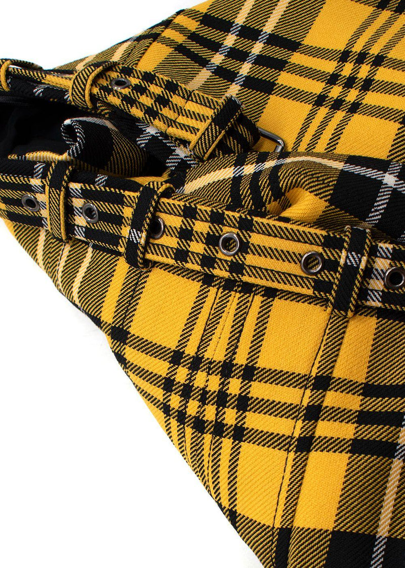 Dior Yellow Checked Pleated Mini Skirt
