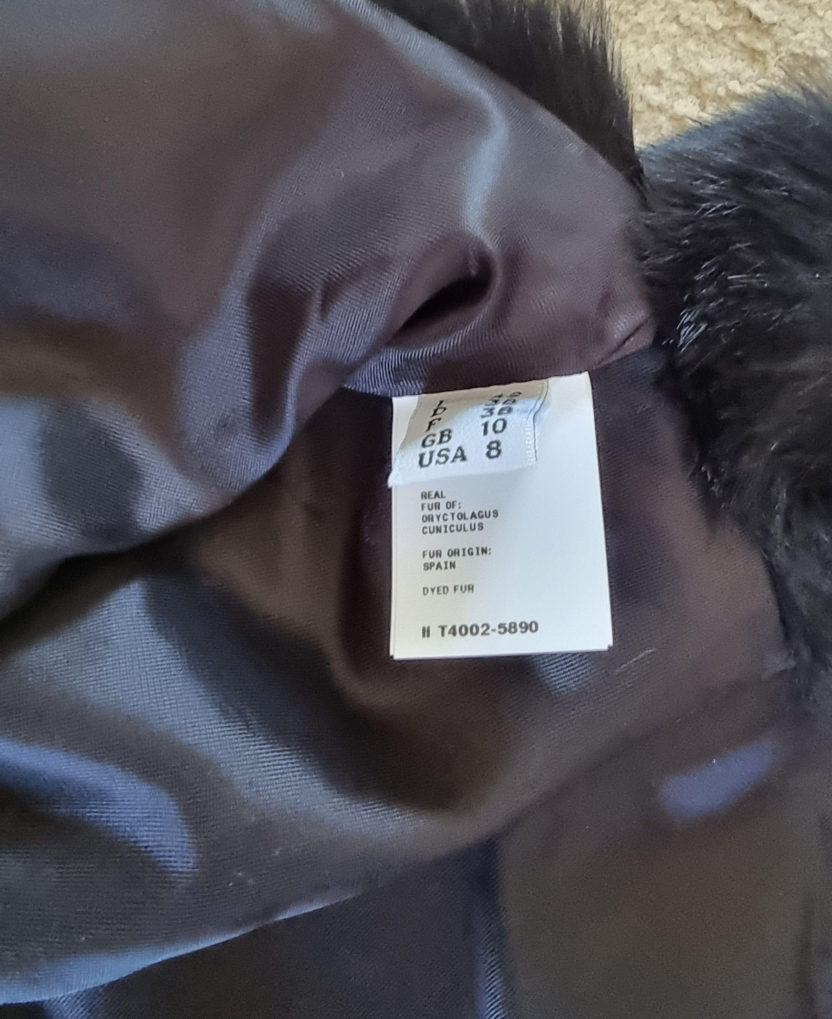 Faux Pearl Studded Black Rabbit Fur Cape
