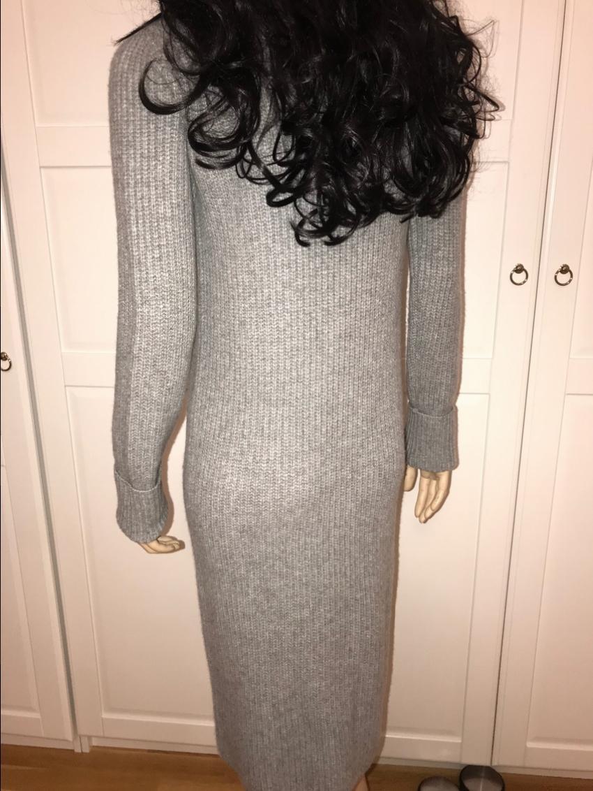 Loro Piana Baby Cashmere Grey Knit Roll Neck Dress
