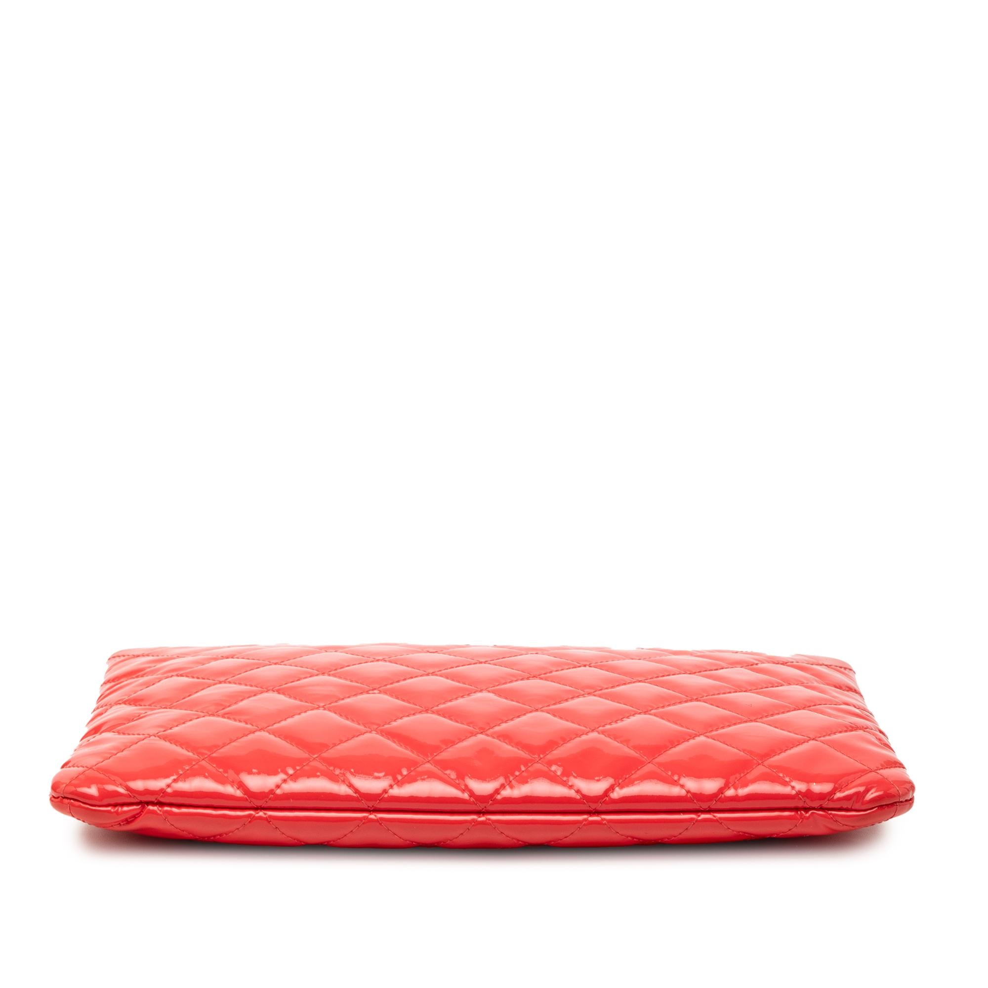 Chanel Red Medium Patent Quilted Cosmetic Case