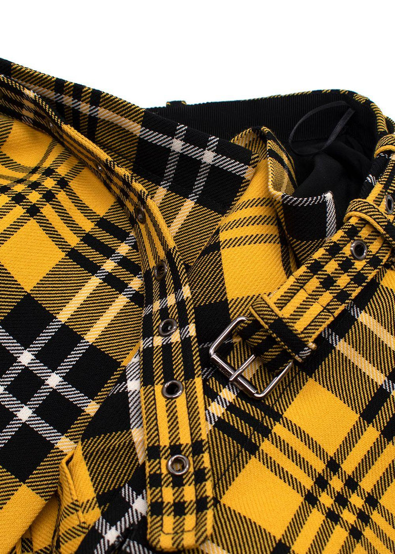 Dior Yellow Checked Pleated Mini Skirt