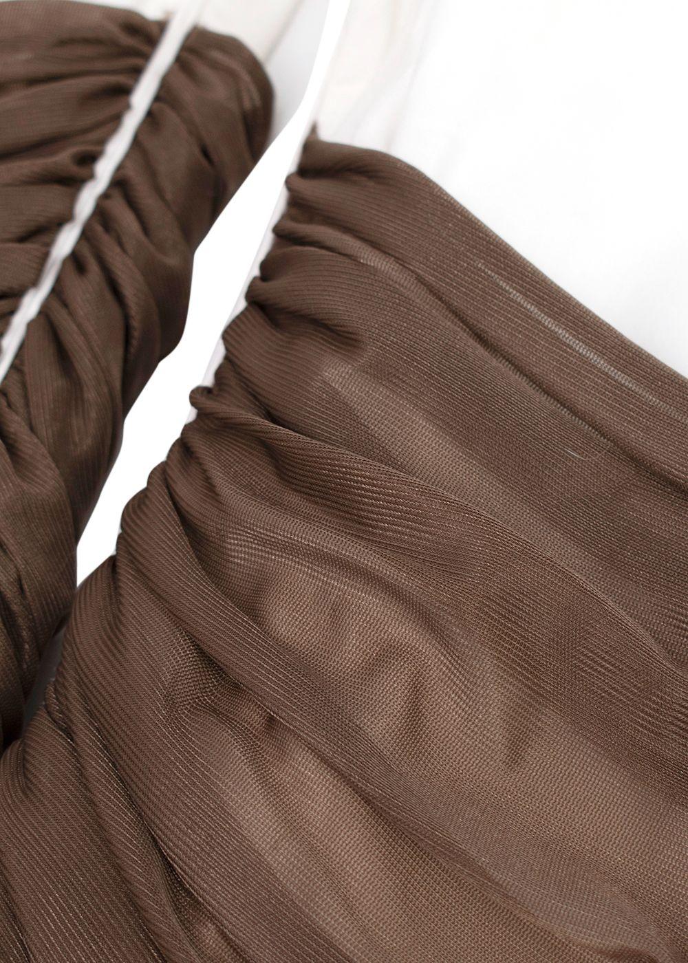 Loewe White and Brown Distressed Hem Midi Dress