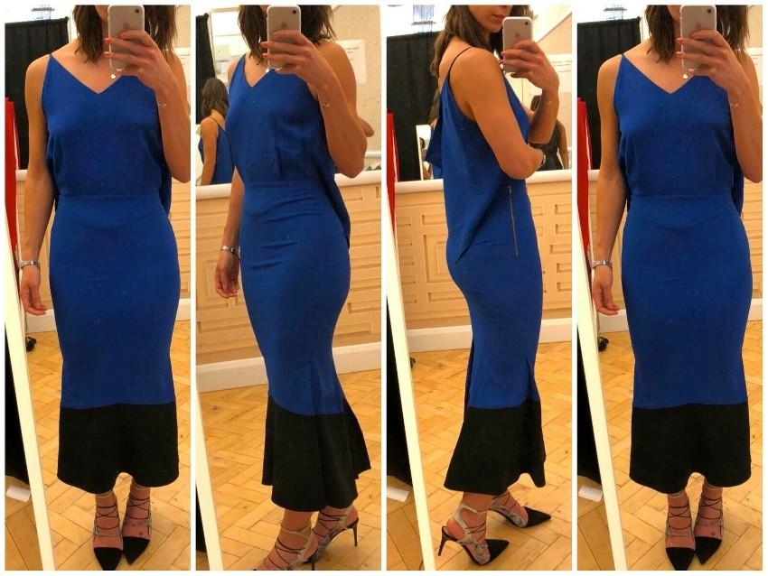 Roland Mouret  Beadlow Two-tone Crepe Midi Dress