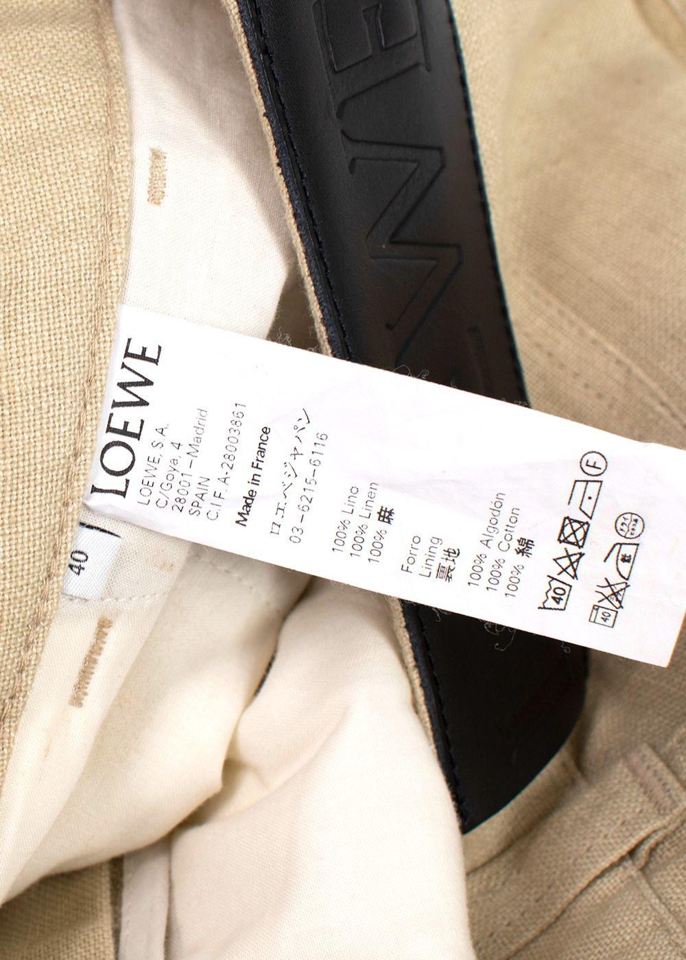 Loewe Beige Straight Leg Linen Trousers
