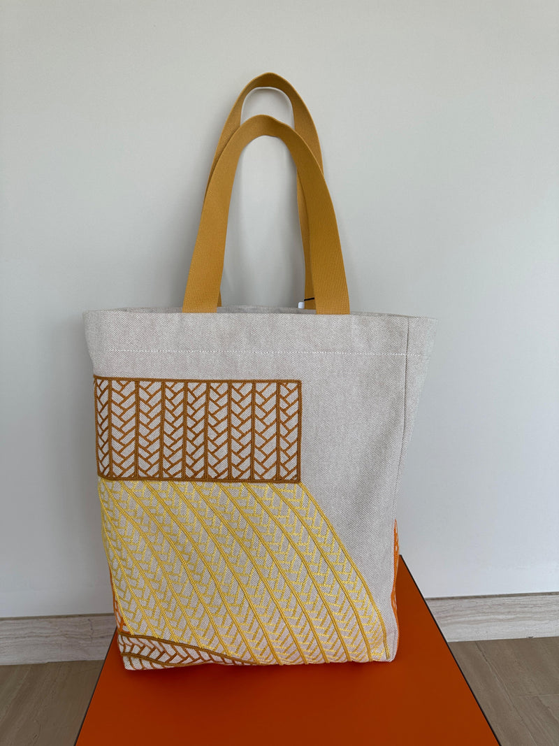 Hermes Poisson Natte Canvas Beach Tote Bag