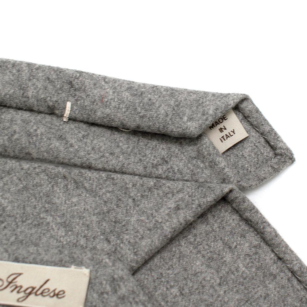 G. Inglese Grey Floral Detail Wool Tie