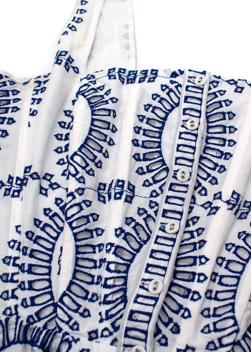 Charo Ruiz Nissy Blue and White Midi Dress