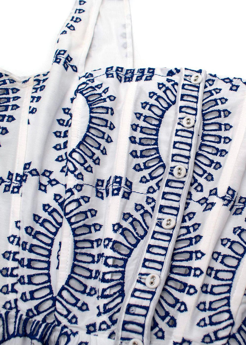 Charo Ruiz Nissy Blue and White Midi Dress