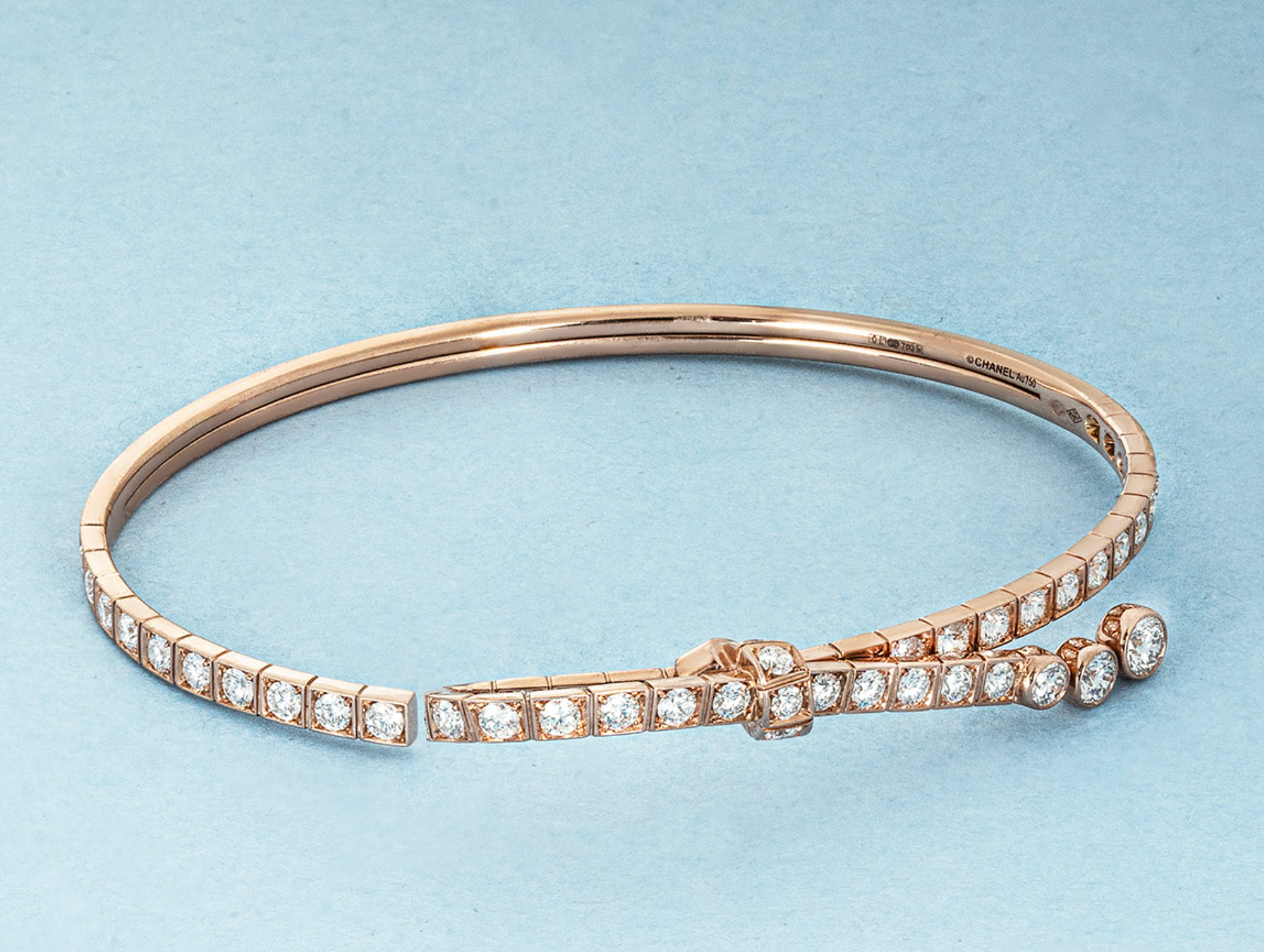 Chane Rose Gold Diamond Set Ruban Bracelet