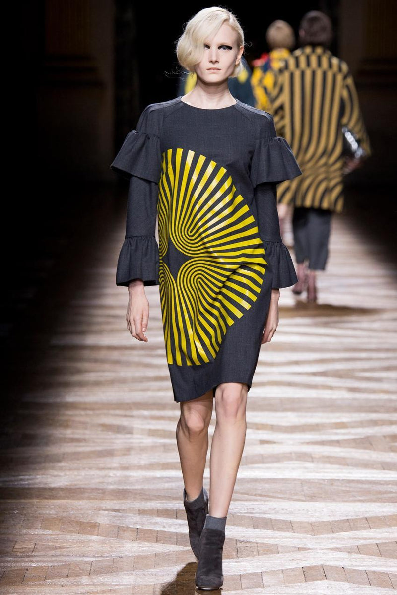 Dries Van Noten Metallic Ruffle Midi Dress