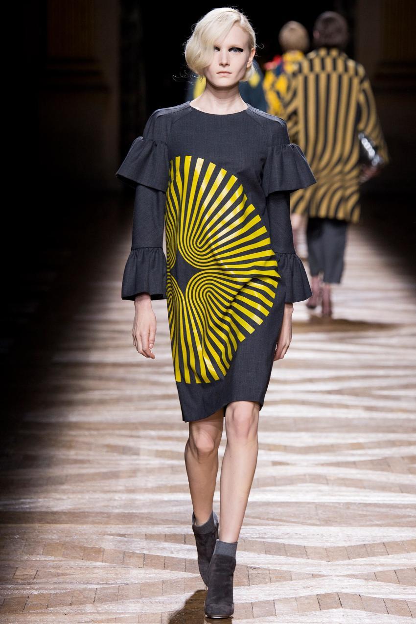 Dries Van Noten Metallic Ruffle Midi Dress