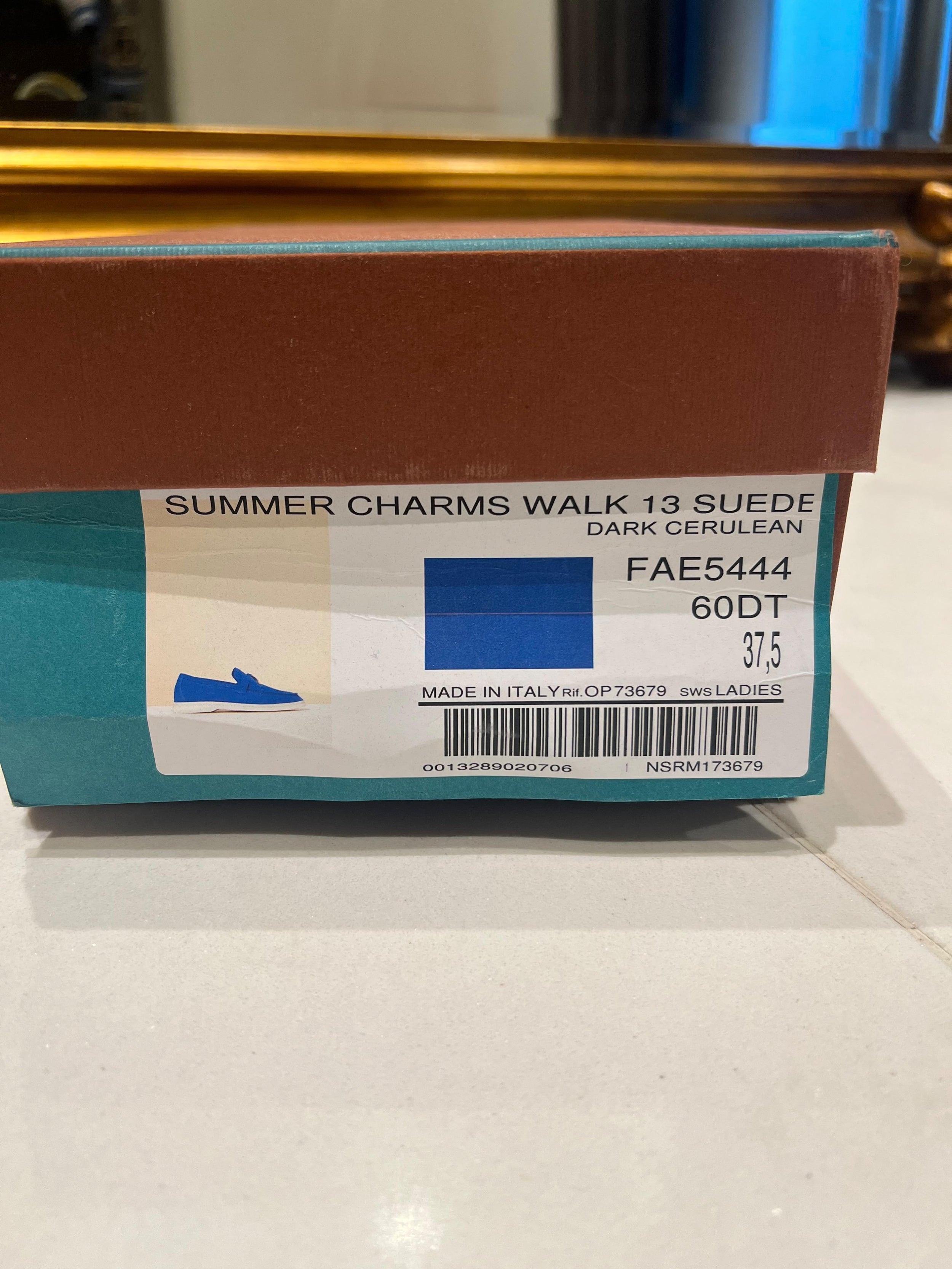 Loro Piana Blue Suede Summer Charms Walk Loafers